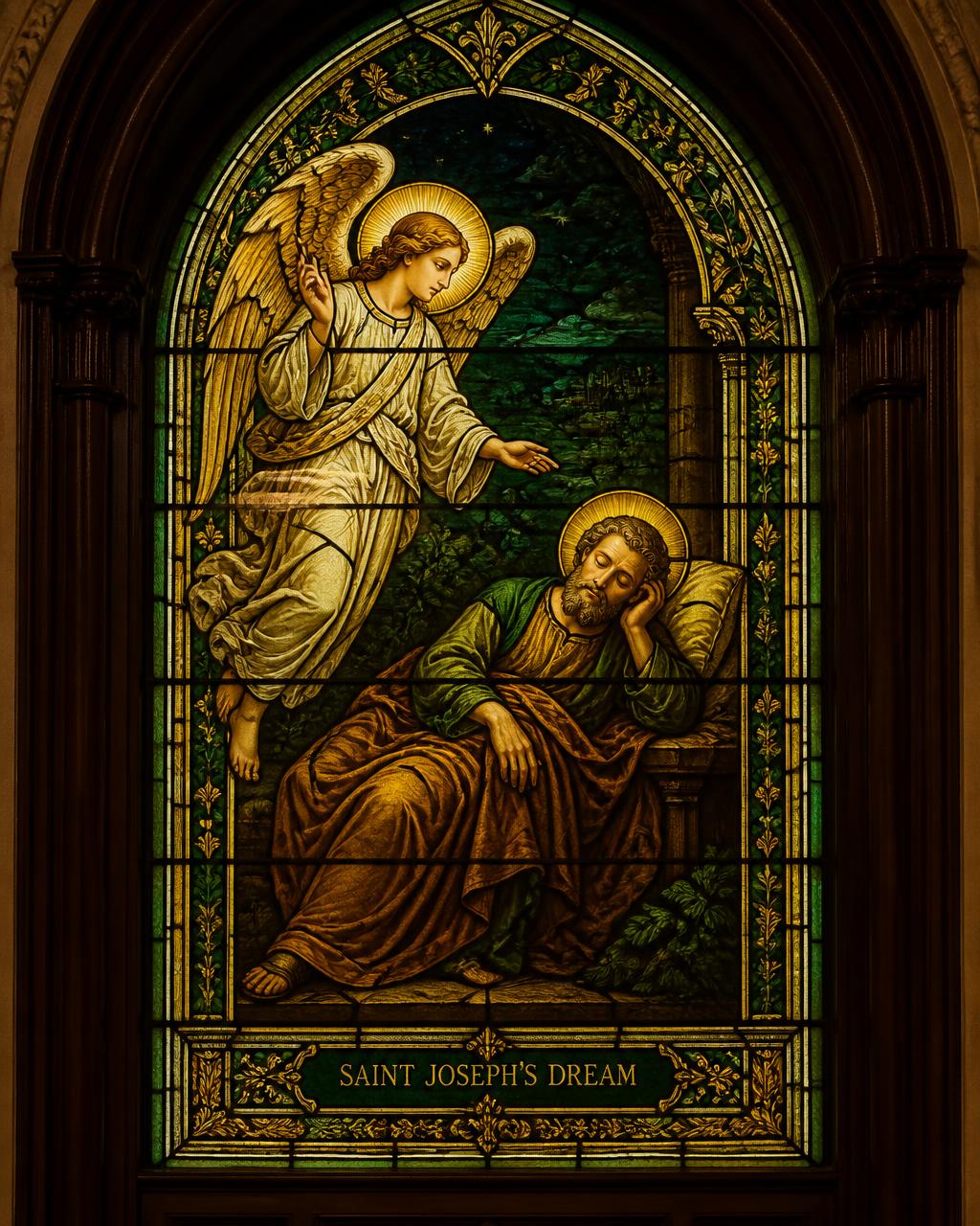 Vitral do sonho de São José com o anjo